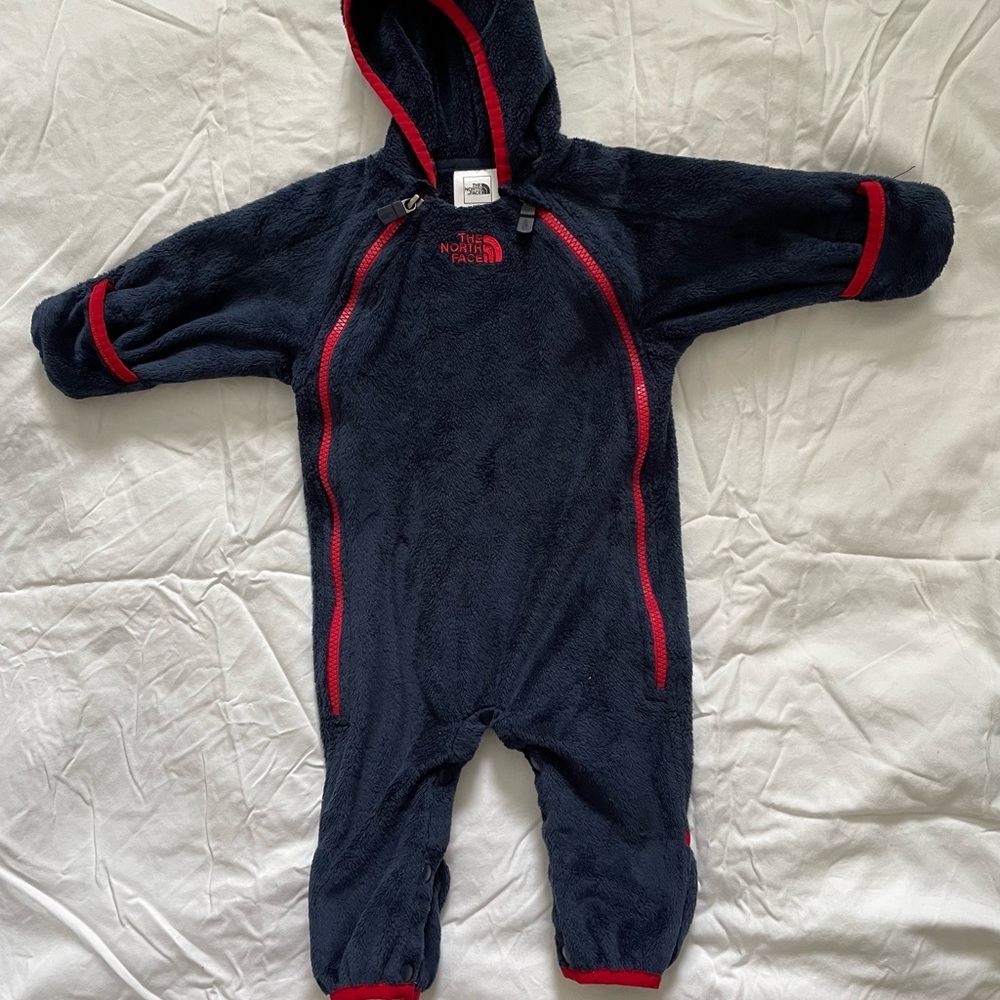 Baby North Face blue and red bunting, 3-6 months